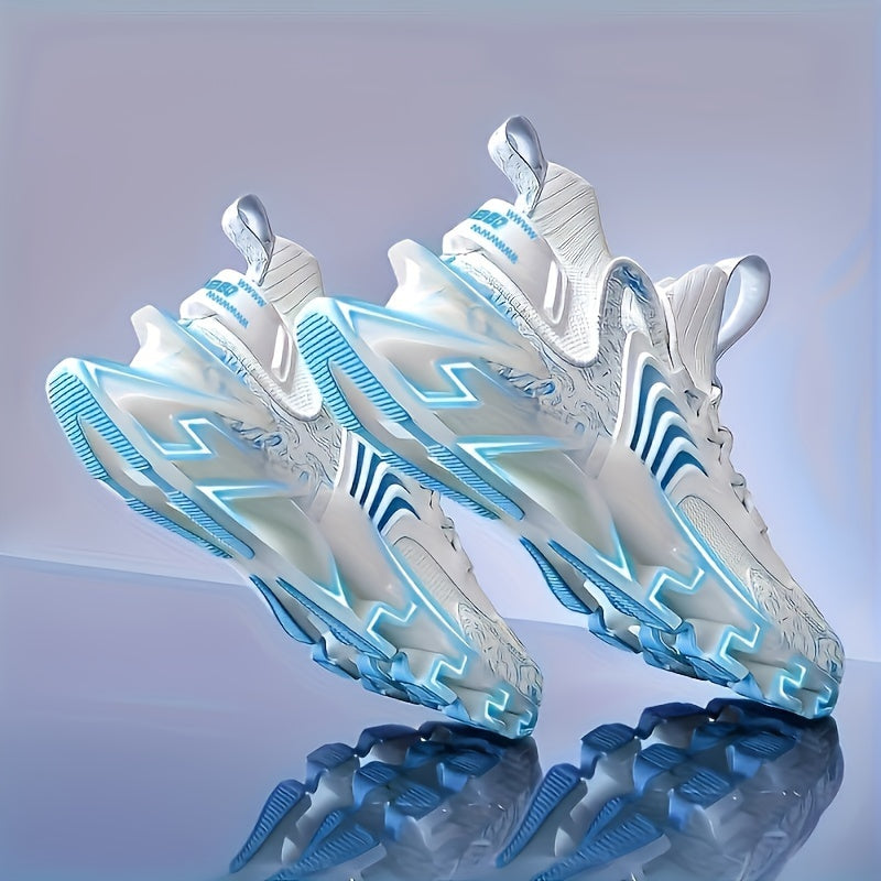 Men's Blade Sneakers – Breathable Mesh Lace-Up Athletic Shoes with Rubber Sole, All-Season Casual Sport Footwear in Black, Blue, White & Deep Blue, Sizes US 6–13.5