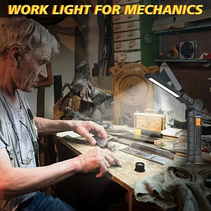 COB LED Rechargeable Work Lights – Portable Hanging Work Lamp with Built-In Battery for Camping, Yard, Party & Vehicle Maintenance, 2/4/6/8/10 Pack Options, Black & Khaki