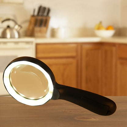 10X Magnifying Glass with 12 LED Lights – Handheld Large Illuminated Magnifier for Seniors Reading, Coins, Stamps, Jewelry & Repair, Bright LED Lighted Magnifying Glass – Black