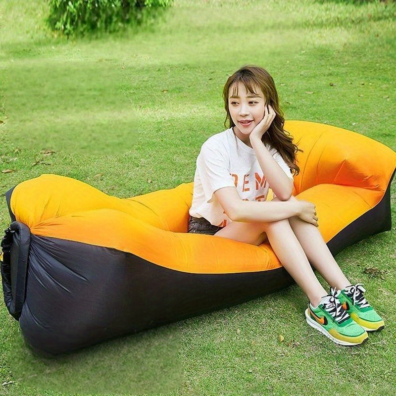 Portable Inflatable Sofa & Recliner Chair for Outdoor Use – Heavy-Duty Bed-Like Lounger, Quick Inflation & Deflation, Lightweight & Compact for Camping, Beach, Backyard & Travel, No Pump Needed