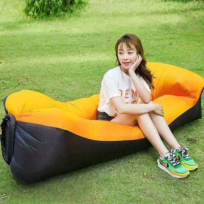 Portable Inflatable Sofa & Recliner Chair for Outdoor Use – Heavy-Duty Bed-Like Lounger, Quick Inflation & Deflation, Lightweight & Compact for Camping, Beach, Backyard & Travel, No Pump Needed