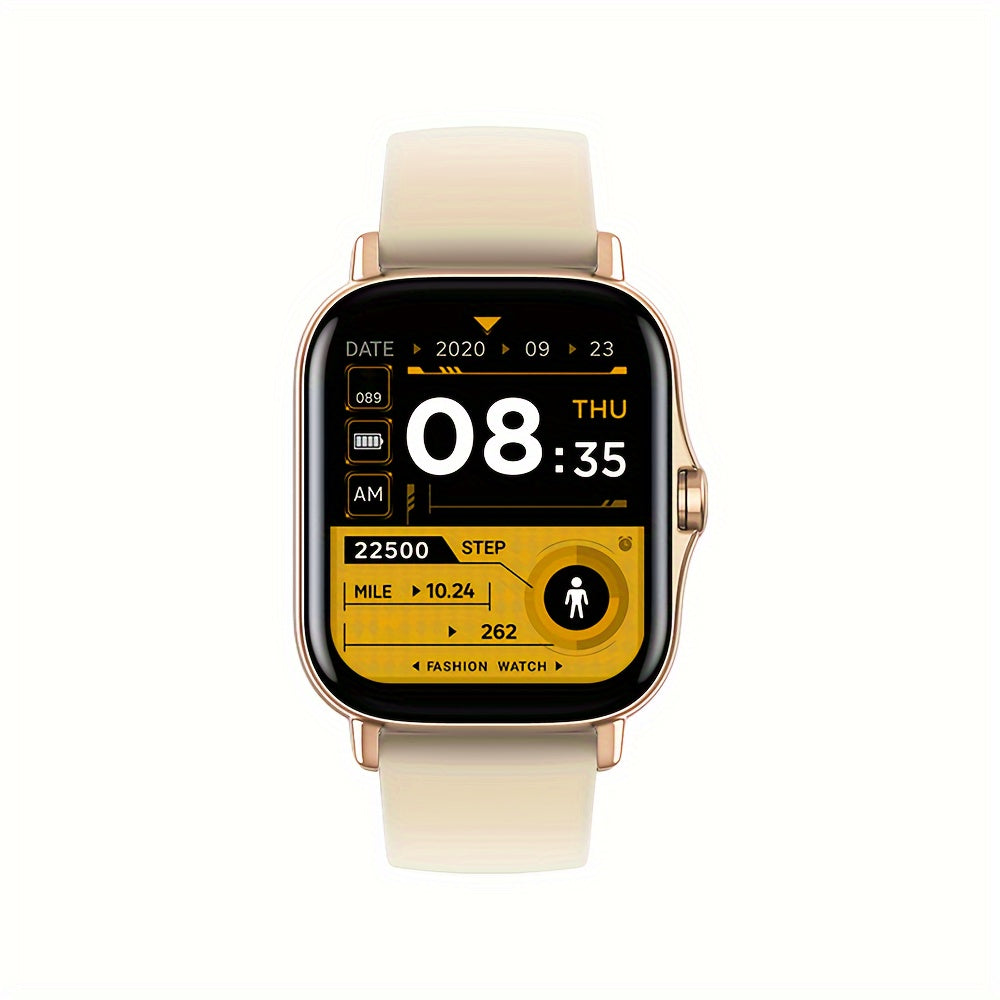 Smart Watch with Call & SMS for Android iPhone – Fitness Tracker with Heart Rate Monitor, Pedometer, Calorie Counter, Multi-Sport Modes, Customizable Watch Faces, Unisex Design, Black Pink Gold