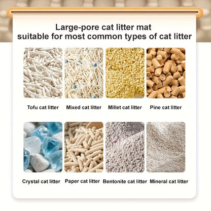 Cat Litter Mat Extra Large 27.6"×47.2" Honeycomb Double Layer Anti-Tracking, EVA Non-Slip Waterproof Litter Trapper for Multi-Cat Households, Easy to Clean, Fits Large Litter Boxes