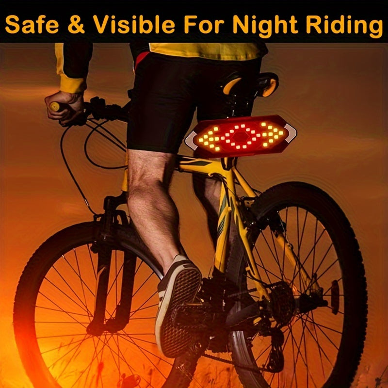 Bike Tail Light with Turn Signals USB Rechargeable 120 Lumens 5 Modes Wireless Remote Control LED Safety Rear Light for Road Mountain Commuter Bike Adults Kids Men Women Cycling