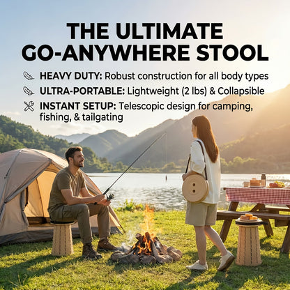 2-Pack Collapsible Folding Stool – 400 lbs Capacity Portable Telescopic Camping Stool, Compact Storage for Travel, Camping, Hiking, Fishing & Backyard BBQ – Lightweight Plastic Seat, Men's Gift