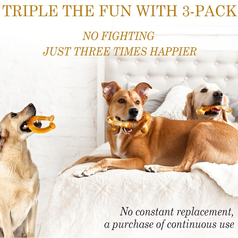 3-Pack Indestructible Nylon Dog Chew Toys for Aggressive Chewers – Tough Durable Chew Set for Large Breed Dogs, Stripe Pattern Design, Heavy-Duty Teething & Dental Chew Toys