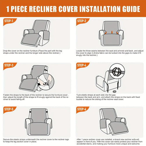 Waterproof Recliner Cover Slipcover with Side Pockets Anti-Slip Straps 4-Layer Quilted Fabric Pet Kid Proof Machine Washable Recliner Chair Protector – 11 Colors