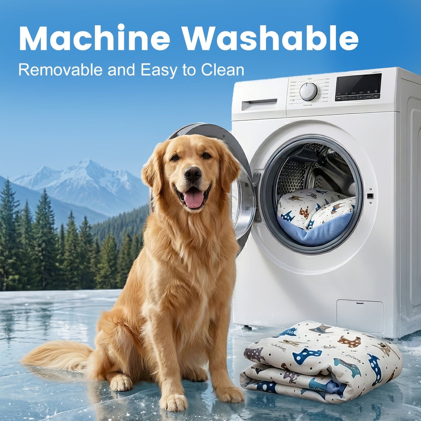 Washable Dog Bed Mat – Breathable Summer Pet Mattress with Removable Cover & Non-Slip Bottom, Cute Animal Patterns, All-Season Crate Pad for Small Medium Large Dogs & Indoor Cats