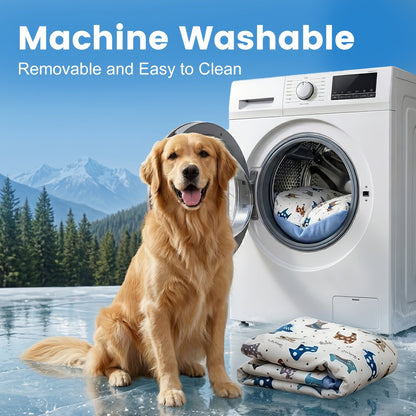 Washable Dog Bed Mat – Breathable Summer Pet Mattress with Removable Cover & Non-Slip Bottom, Cute Animal Patterns, All-Season Crate Pad for Small Medium Large Dogs & Indoor Cats