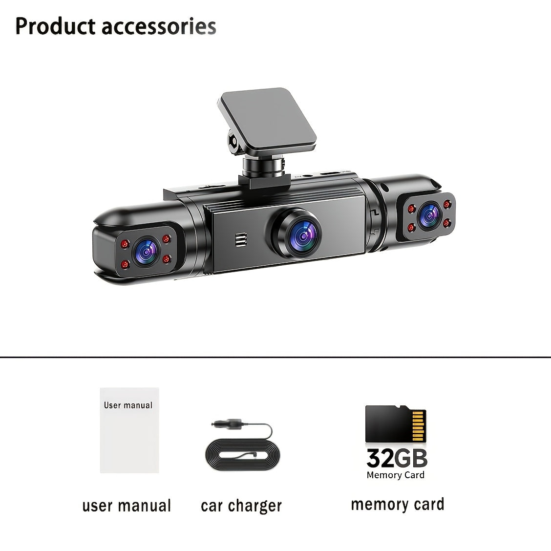 360° Panoramic Dash Cam 3/4 Lens 1080P HD with Quad-Split Screen, HD Night Vision, WDR & G-Sensor – Full Coverage Front, Rear, Left & Right Loop Recording – Rideshare & Fleet Ready – Velora