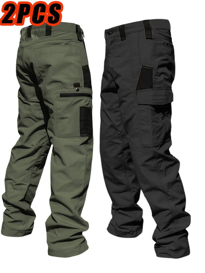 Men's Tactical Cargo Pants 2-Pack Ripstop Multi-Pocket Outdoor Work Pants for Camping Hiking Hunting Fishing Straight Leg Belt Loops S-XXXL