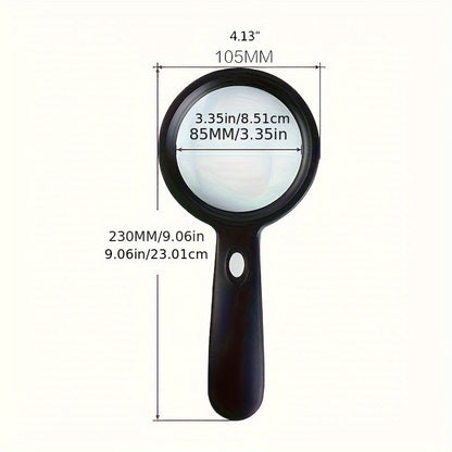 10X Magnifying Glass with 12 LED Lights – Handheld Large Illuminated Magnifier for Seniors Reading, Coins, Stamps, Jewelry & Repair, Bright LED Lighted Magnifying Glass – Black