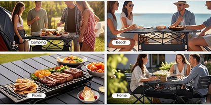Folding Camping Table with Carry Bag – Lightweight Portable Outdoor Table 3 Sizes for Camping, Beach, Picnic, BBQ, Backyard, Boat & Travel, Easy Setup & Storage