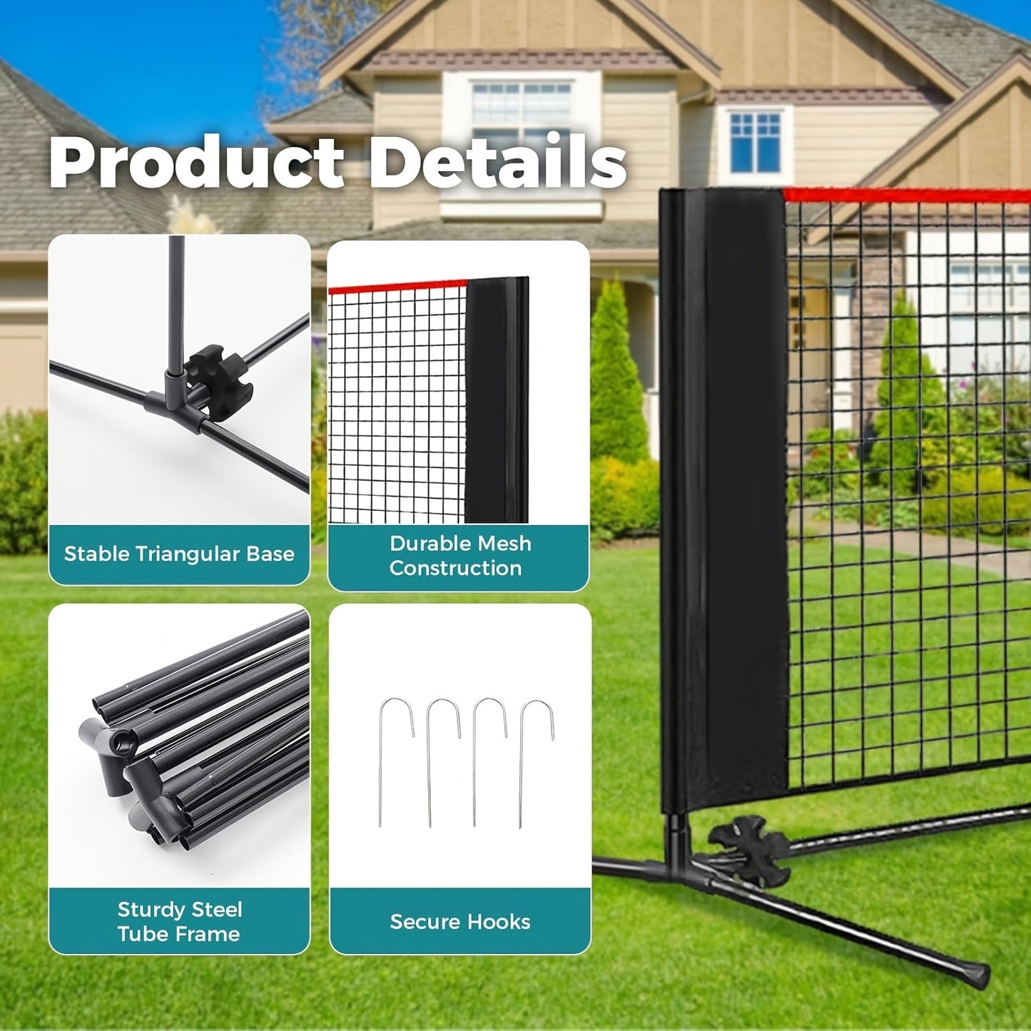 Portable Badminton Volleyball Net Set Adjustable Height & Tension Weather-Resistant with Carry Bag - Professional Grade for Backyard, Pool, Outdoor & Indoor Court Games