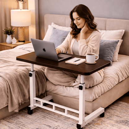 Adjustable Height Rolling Laptop Table with Wheels – Mobile Bedside Computer Desk & Sofa Side Table for Bedroom, Home Office, Dorm, 8 Colors Available