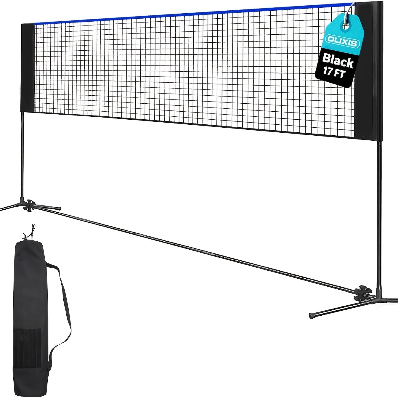 Portable Badminton Volleyball Net Set Adjustable Height & Tension Weather-Resistant with Carry Bag - Professional Grade for Backyard, Pool, Outdoor & Indoor Court Games