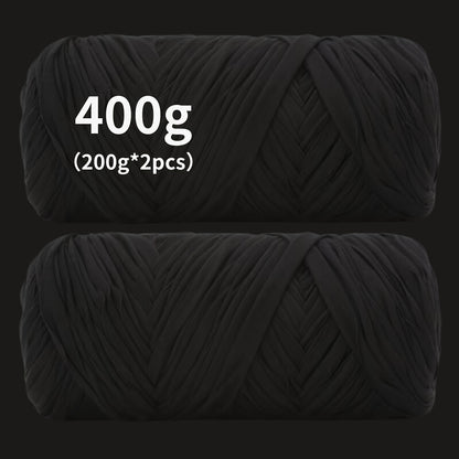 T-Shirt Fabric Yarn 400g (2 x 200g) Chunky Cotton Blend in 49 Colors – Soft Thick Yarn for Crochet Baskets, Bags, Rugs, Macrame & Knitting Projects – Beginner-Friendly Craft Yarn
