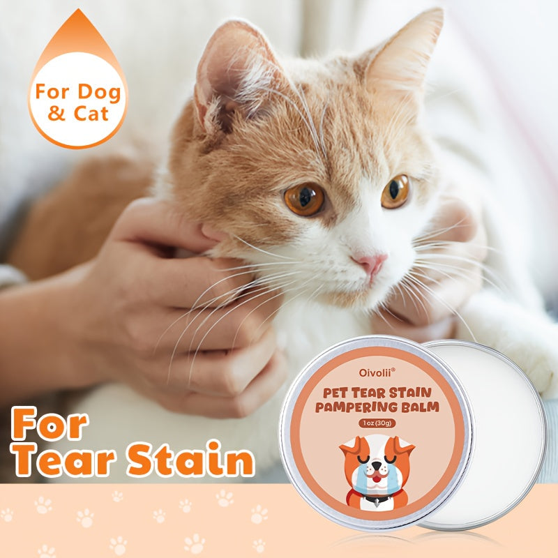 Pet Tear Stain Remover Balm for Dogs & Cats – Gentle Non-Irritating Eye Stain Cleaner, Safe for Sensitive Eye Area, Easy to Apply, 30g Compact Size