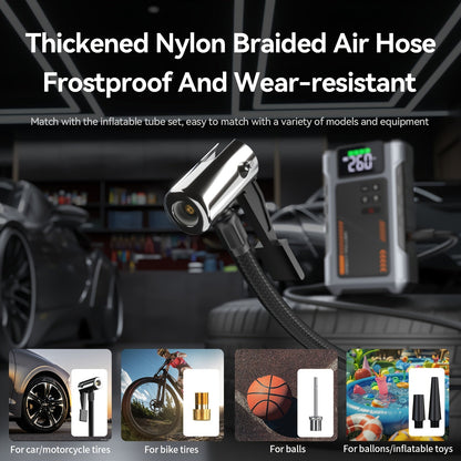 8000A Portable Jump Starter with Air Compressor – 12V Battery Booster for 8.0L Gas & 6.5L Diesel, USB Ports, LED Flashlight, Jump Box for Cars, Trucks & SUVs