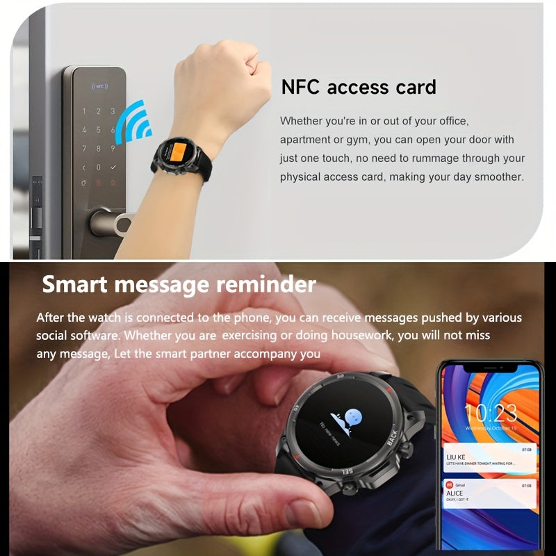 GPS Smartwatch for Men – 360×360 HD Screen, AI Voice, Wireless Calling, NFC, Compass, LED Lighting, Motion Trajectory, Outdoor Sport Fitness Tracker, Father's Day Gift