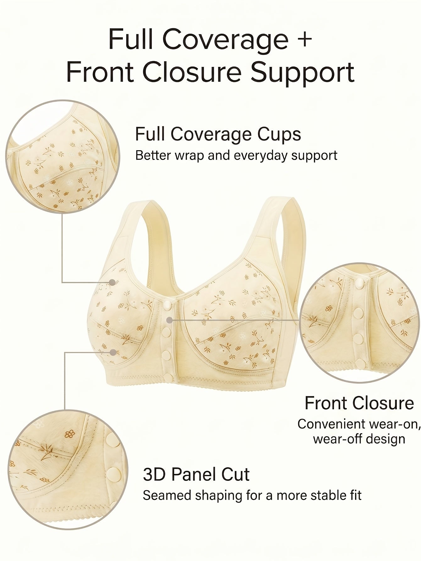 7 Pack Seamless Wireless Bra Set for Women – Soft Front Button Bralettes, No Underwire, Comfortable & Breathable for Daily Wear, Yoga, Travel & Festivals, Sizes S-XXL