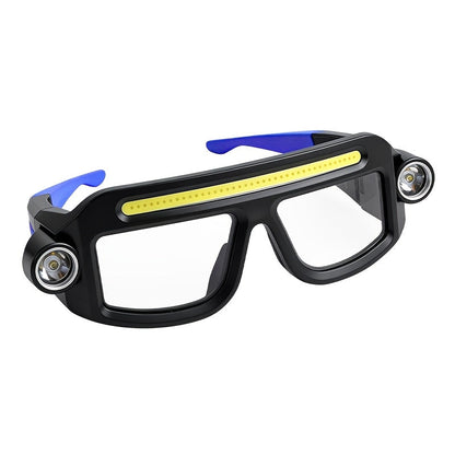 LED Glasses Headlamp – Head-Mounted Flashlight with Adjustable Brightness, Rotatable Beam & Strobe Mode for Night Running, Cycling, Fishing, Camping & Craft Work – Cool Design Outdoor Head Torch
