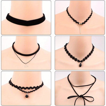 20pcs Velvet Gothic Choker Necklace Set for Women – Y2K Black Lace Tattoo Style with Heart, Moon, Cross & Pendant Designs, Trendy Collar Clavicle Chain Jewelry Gift for Party, Festival & Daily Wear