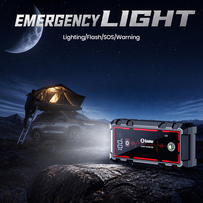 Portable Car Jump Starter 3000A-6000A – 12V Lithium Battery Booster Pack, Dual USB QC 3.0 Fast Charging Power Bank, LED Light & Compass, Fits All Gas Engines