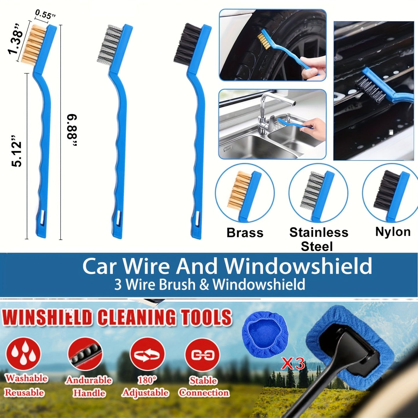 26PCS Car Detailing Brush Set Complete Car Cleaning Kit with Drill Brushes Wash Mitt Tire Brush Window Squeegee Cleaning Gel Spray Bottle for Interior Exterior Wheels Windshield Professional Auto Care