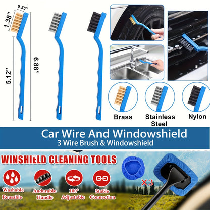 26PCS Car Detailing Brush Set Complete Car Cleaning Kit with Drill Brushes Wash Mitt Tire Brush Window Squeegee Cleaning Gel Spray Bottle for Interior Exterior Wheels Windshield Professional Auto Care