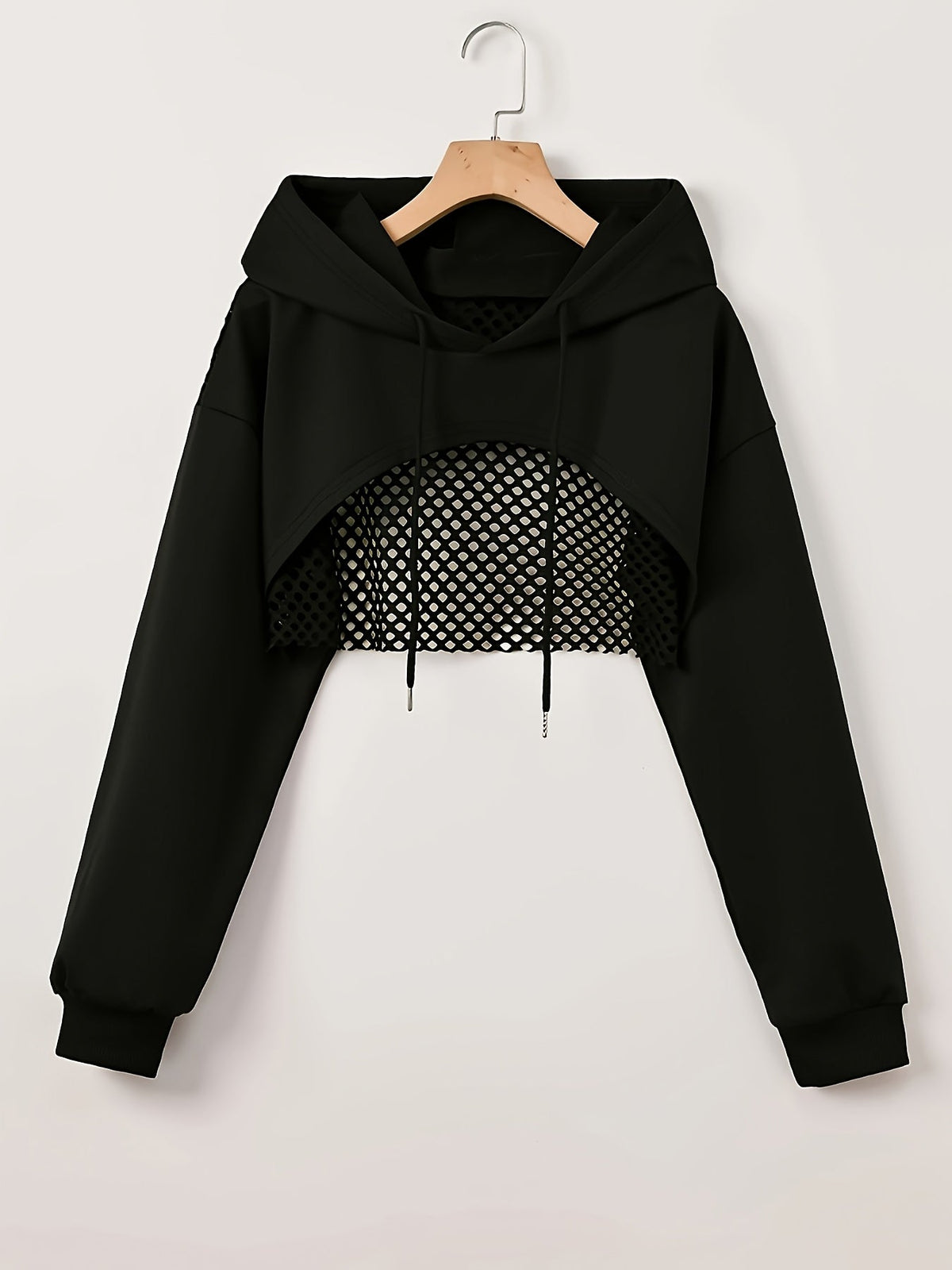 Women's Mesh Hoodie Solid Color American Street Style Sweet Spicy Fashion Jacket Top Black White XS S M L XL XXL