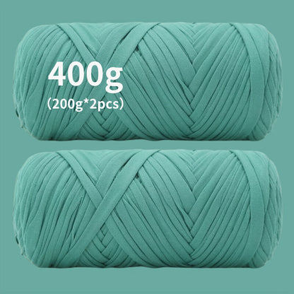 T-Shirt Fabric Yarn 400g (2 x 200g) Chunky Cotton Blend in 49 Colors – Soft Thick Yarn for Crochet Baskets, Bags, Rugs, Macrame & Knitting Projects – Beginner-Friendly Craft Yarn
