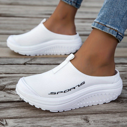 Women's Breathable Mesh Slippers Thickened Shock-Absorbing Sole Lightweight Anti-Slip Indoor Outdoor Casual Shoes Four-Season Comfortable Stylish Footwear White Black Apricot US Size 6-11