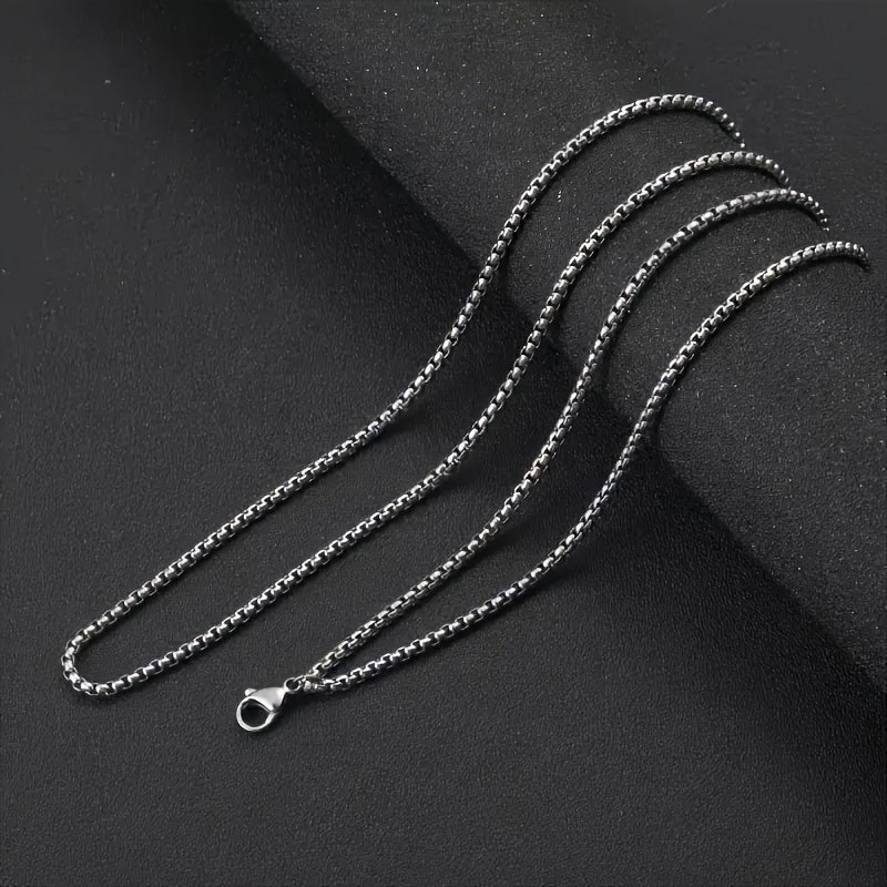 8pcs Men's Stainless Steel Necklace Set – Cuban Chain & Twisted Chain Hip Hop Street Style, Durable Fashion Chains for Men, Perfect Gift for Boyfriend, Son, Father's Day & Birthday