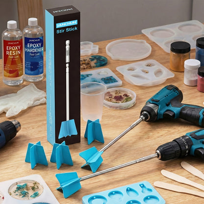 Resin Stirring Paddles 6 Pcs Reusable Epoxy Mixer Drill Attachment Multi-Size DIY Resin Casting Supplies