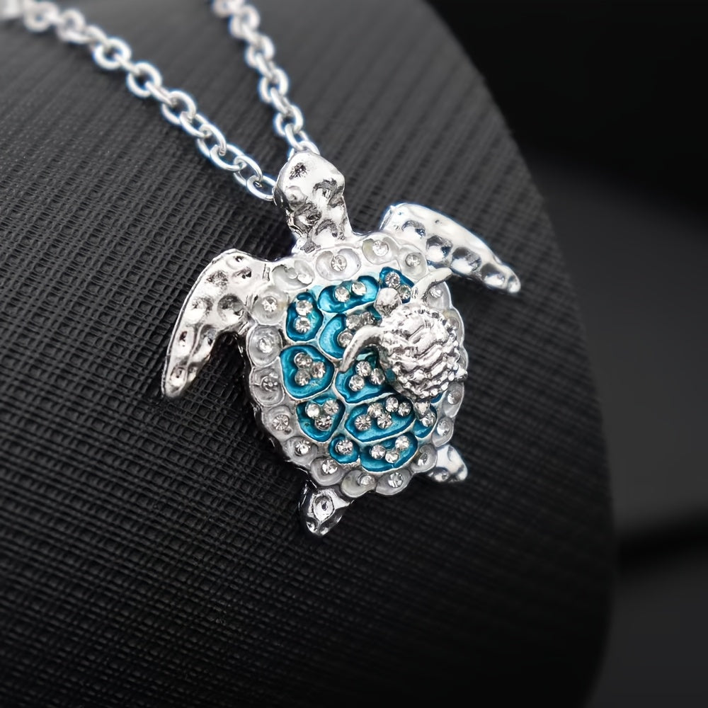 Turtle Jewelry Set for Women – S925 Silver Gold-Tone Necklace, Earrings & Ring with Cubic Zirconia, Boho Elegant 3-Piece Set for Daily Wear, Birthday Gift, Valentine's Day & Women's Gift
