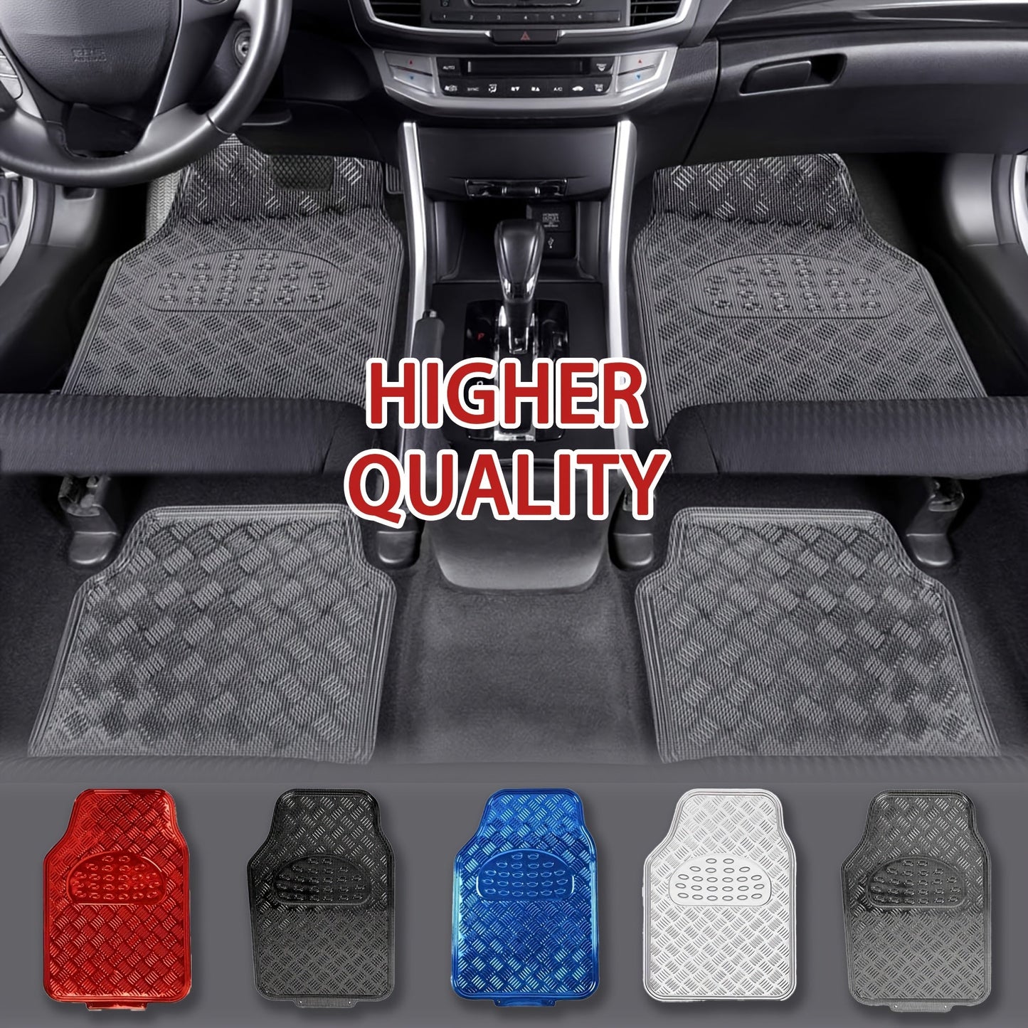 4-Piece Car Floor Mats Set Waterproof All-Weather Heavy Duty - Non-Slip Dustproof Easy Clean Universal Fit for SUV Truck Sedan, Full Coverage Interior Protection Mats in Multiple Colors