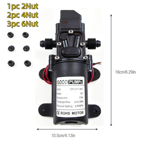 12V 130PSI Self-Priming Diaphragm Water Pump High Pressure Portable Electric Pump for Car Wash RV Camper Van Fish Tank Water Pressurization - 1/2/3 Pack ABS Durable