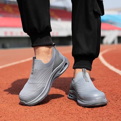 Steel Toe Work Shoes for Men Slip-On Lightweight Safety Sneakers Puncture-Resistant Non-Slip Loafers Black Grey Blue Sizes US 5.5-14