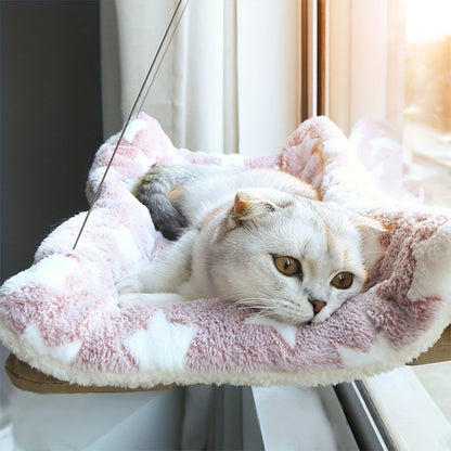 Cat Window Hammock Bed with Suction Cups – Ultra-Soft Plush Perch for Indoor Cats, Cloud-Like Napping Spot, Securely Mounted, Space-Saving Window Cat Seat