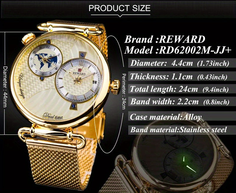 Men's Classic Vintage Quartz Watch for Business – Elegant Golden Dial Dress Wristwatch with Gift Box, Analog Timepiece for Work, Formal & Special Occasions