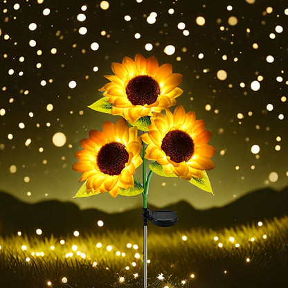 Solar Sunflower Garden Lights Outdoor Waterproof Decorative Stake Lights for Pathway Lawn Patio Yard Flower Bed Auto On Off Solar Powered Garden Decor Gift 1 or 2 Pack