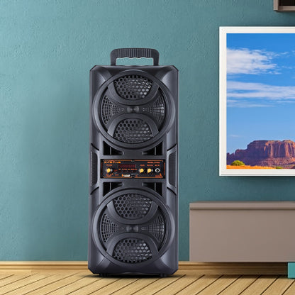 3000W Portable Bluetooth Party Speaker – Double 6.5'' Subwoofer Stereo Sound, LED Colorful Lights, FM Radio, Microphone Included, TF/USB/AUX Support, Outdoor & Home Party Speaker – Black
