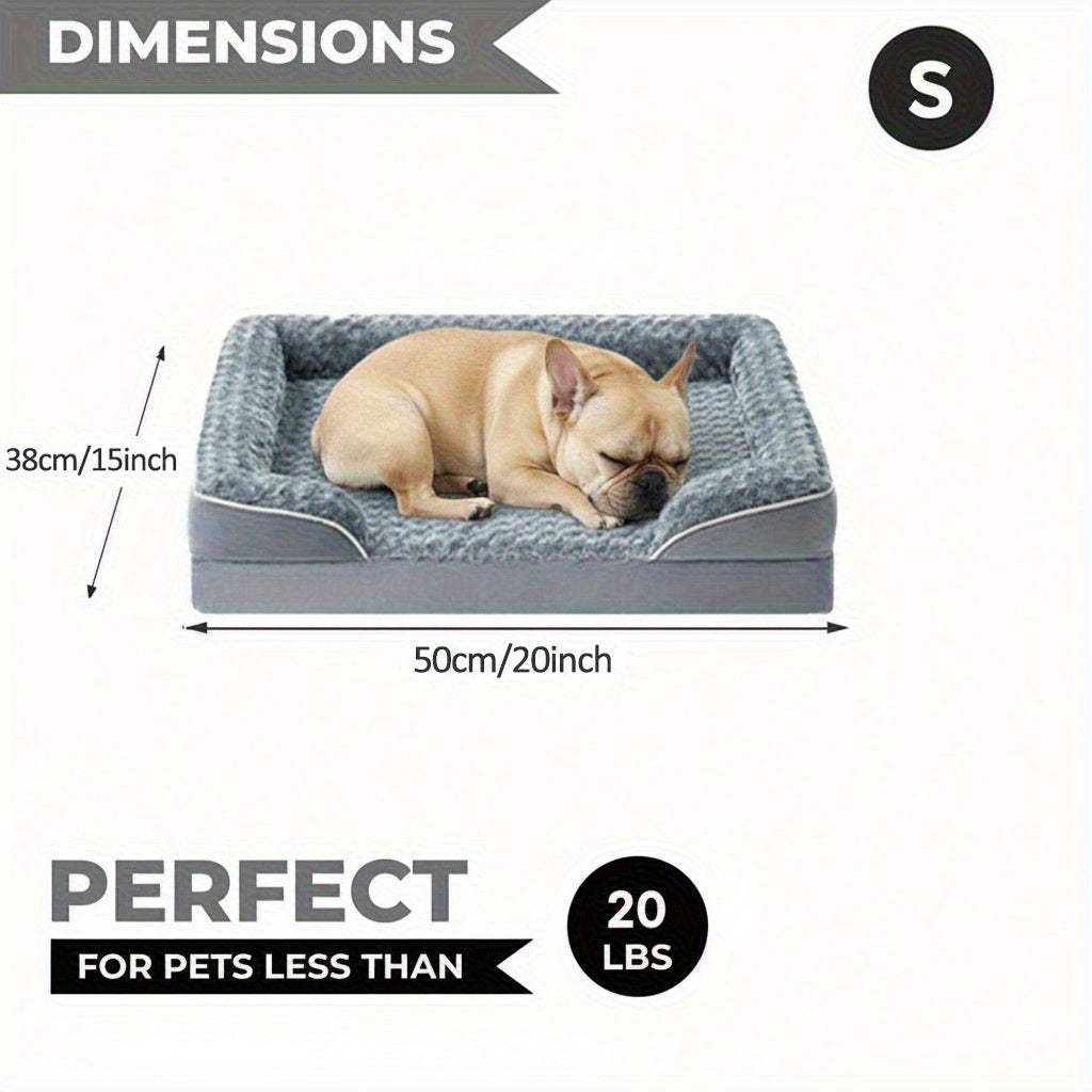 Orthopedic Dog Bed Extra Large Washable – C-Shape Memory Foam Sofa with Removable Cover, Nonskid Bottom & Bolster Support for Large & Giant Dogs, Grey