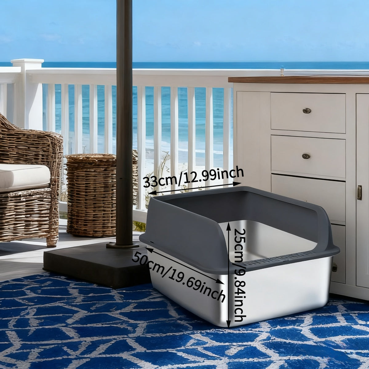 Stainless Steel Cat Litter Box – Odor-Proof High-Sided Metal Litter Tray, Non-Stick Anti-Scratch Leak-Proof Design, Easy to Clean Indoor Cat Toilet for Large, Medium & Small Cats, Multiple Sizes & Colors