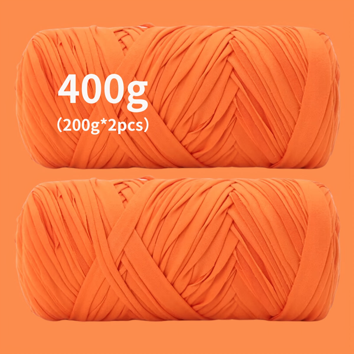 T-Shirt Fabric Yarn 400g (2 x 200g) Chunky Cotton Blend in 49 Colors – Soft Thick Yarn for Crochet Baskets, Bags, Rugs, Macrame & Knitting Projects – Beginner-Friendly Craft Yarn