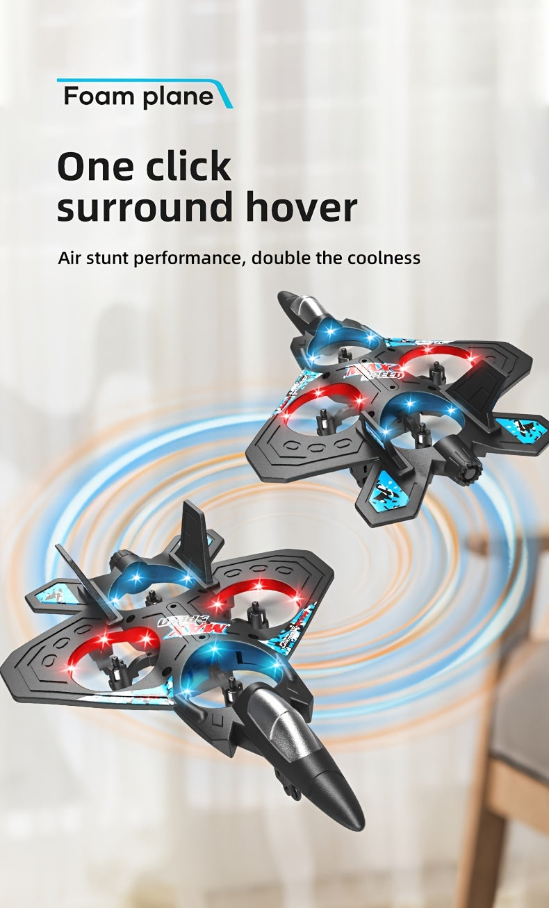 Rechargeable RC Drone for Beginners with Height Hold & Remote Control – Mini Quadcopter Airplane for Kids & Adults, Indoor Outdoor Flying Toy Gift, Black Blue Red