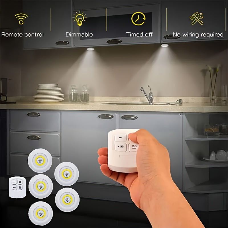 5 Pack LED Wireless Night Lights Remote Control Magnetic Adhesive Battery Operated for Cabinet Hallway Bathroom Bedroom Kitchen Stairs Home Decoration Easy Setup