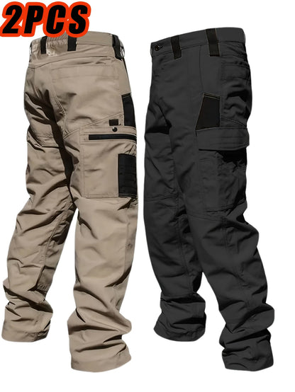 Men's Tactical Cargo Pants 2-Pack Ripstop Multi-Pocket Outdoor Work Pants for Camping Hiking Hunting Fishing Straight Leg Belt Loops S-XXXL