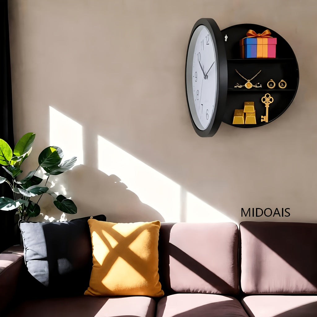 Wall-Mounted Diversion Safe Clock Hidden Secret Storage for Cash Coins Valuables Home Office Security Vault Concealed Coin Safe Sturdy Durable